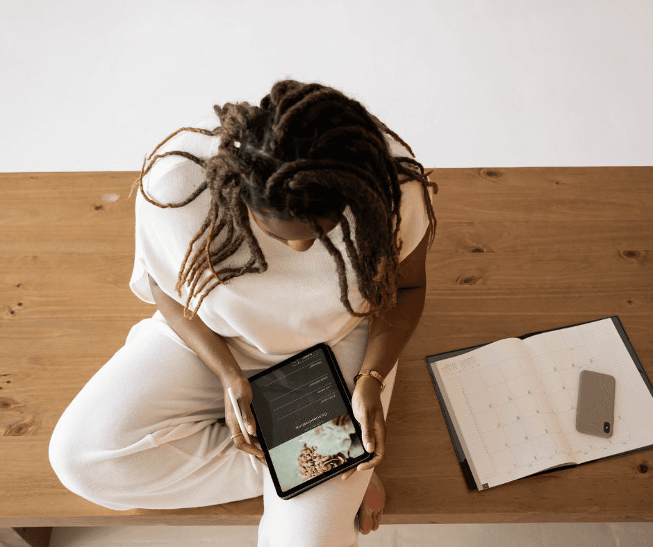 Workshop participant using a tablet